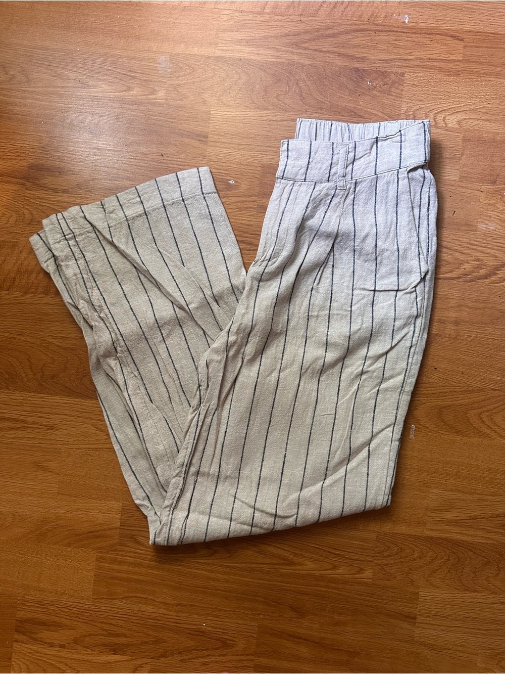 a new day Beige Pinstripe Linen Pant